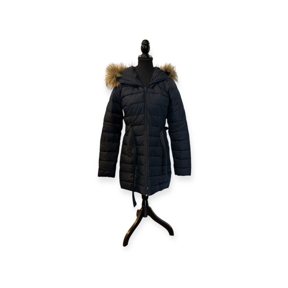 Hollister Womens Vintage 2000s Blue Puffer Coat with Faux Fur Trim. - Picture 13 of 13